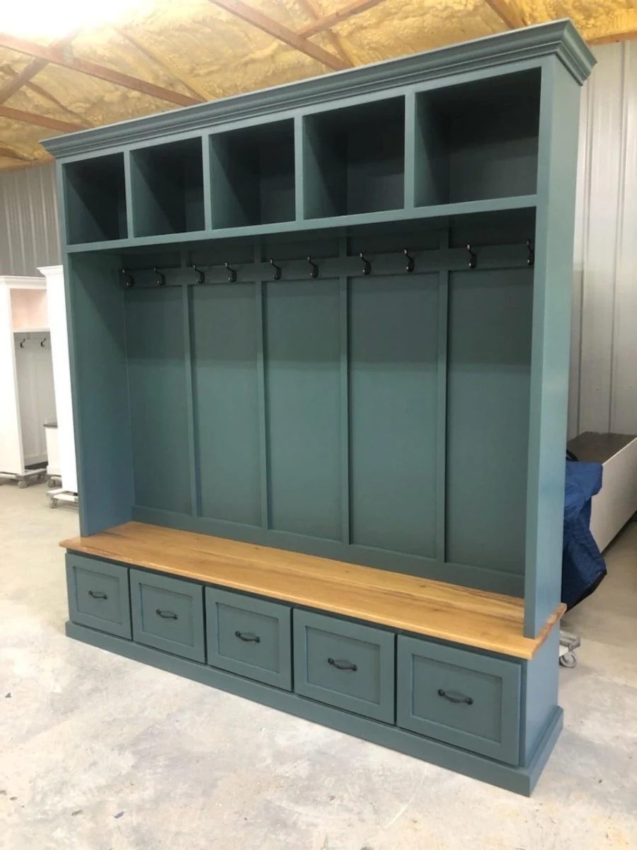 Georgia 5-Section Mudroom Bench with Shoe Storage | Entryway Hall Tree & Coat Rack | Solid Wood Mudbench Organizer Cabinet - Image 6