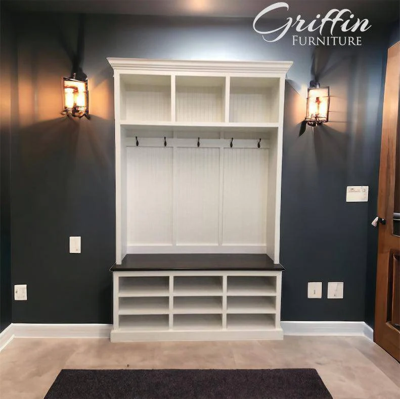 Louisiana 3-Section Mudroom Bench – Custom Entryway Storage with Cubbies & Hooks | Built-In Hall Tree Organizer - Image 4