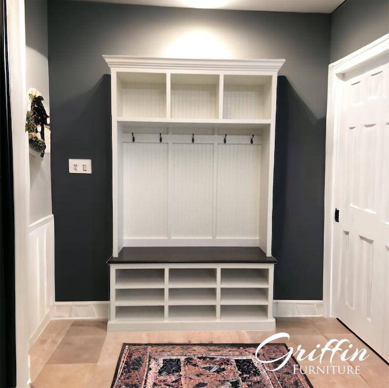 Louisiana 3-Section Mudroom Bench – Custom Entryway Storage with Cubbies & Hooks | Built-In Hall Tree Organizer - Image 5