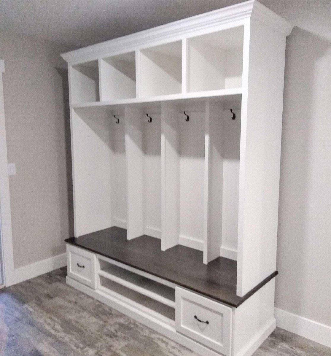 Merrick 4-Section Mudroom Locker – Stylish Entryway Storage & Organization Solution | Custom Wood Hall Tree with Cubbies & Hooks - Image 3