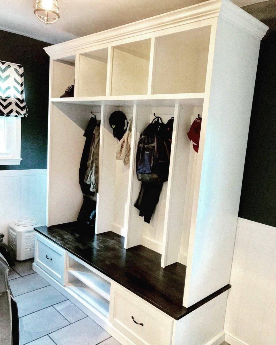 Merrick 4-Section Mudroom Locker – Stylish Entryway Storage & Organization Solution | Custom Wood Hall Tree with Cubbies & Hooks - Image 4