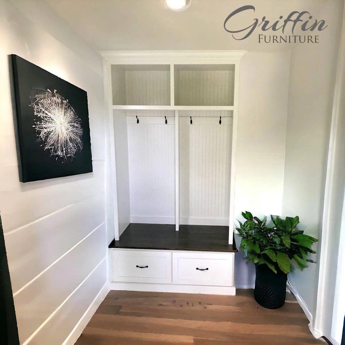 Merrick Shoe Storage Bench – 2 Section Entryway Organizer | Custom Wood Bench with Storage by Griffin Furniture - Image 3