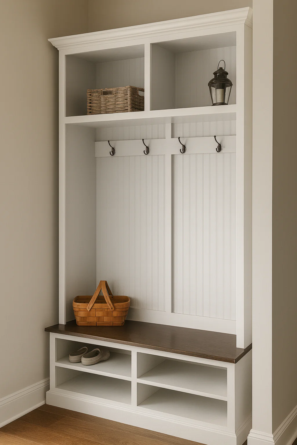 Moraga Hall tree entry bench custom cabinet coat rack mudroom furniture (2 section) - Image 5