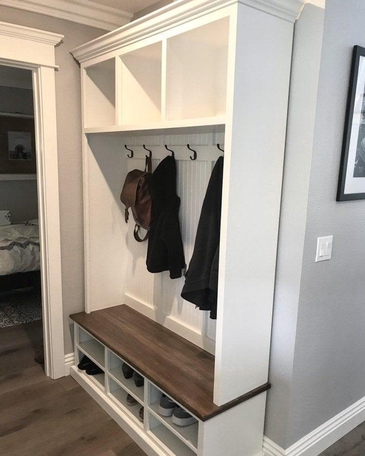 Moraga Mudroom entryway bench hall tree coat rack shoe storage (3 section) - Image 3