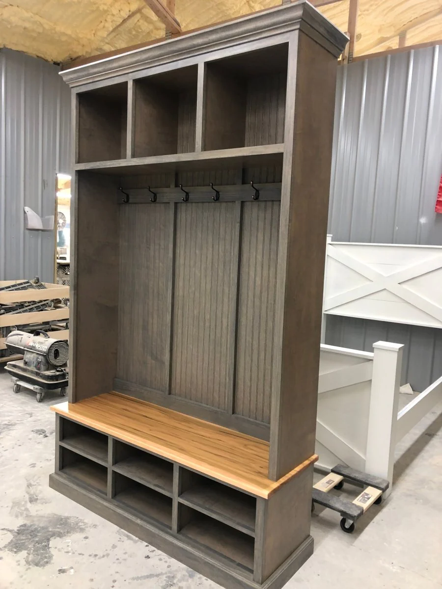 Moraga Mudroom entryway bench hall tree coat rack shoe storage (3 section) - Image 8