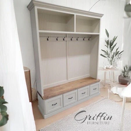 Nashville Entryway Shoe Storage Bench | Mudroom Bench with Cubbies | 4-Section Organizer | Rustic Farmhouse Furniture | Custom Hall Tree - Image 8