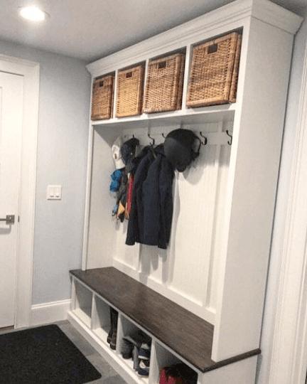 Pennsylvania Entryway Bench with Storage | Custom Wood Mudroom Seating | Handcrafted Hall Tree Bench (4-section) - Image 3