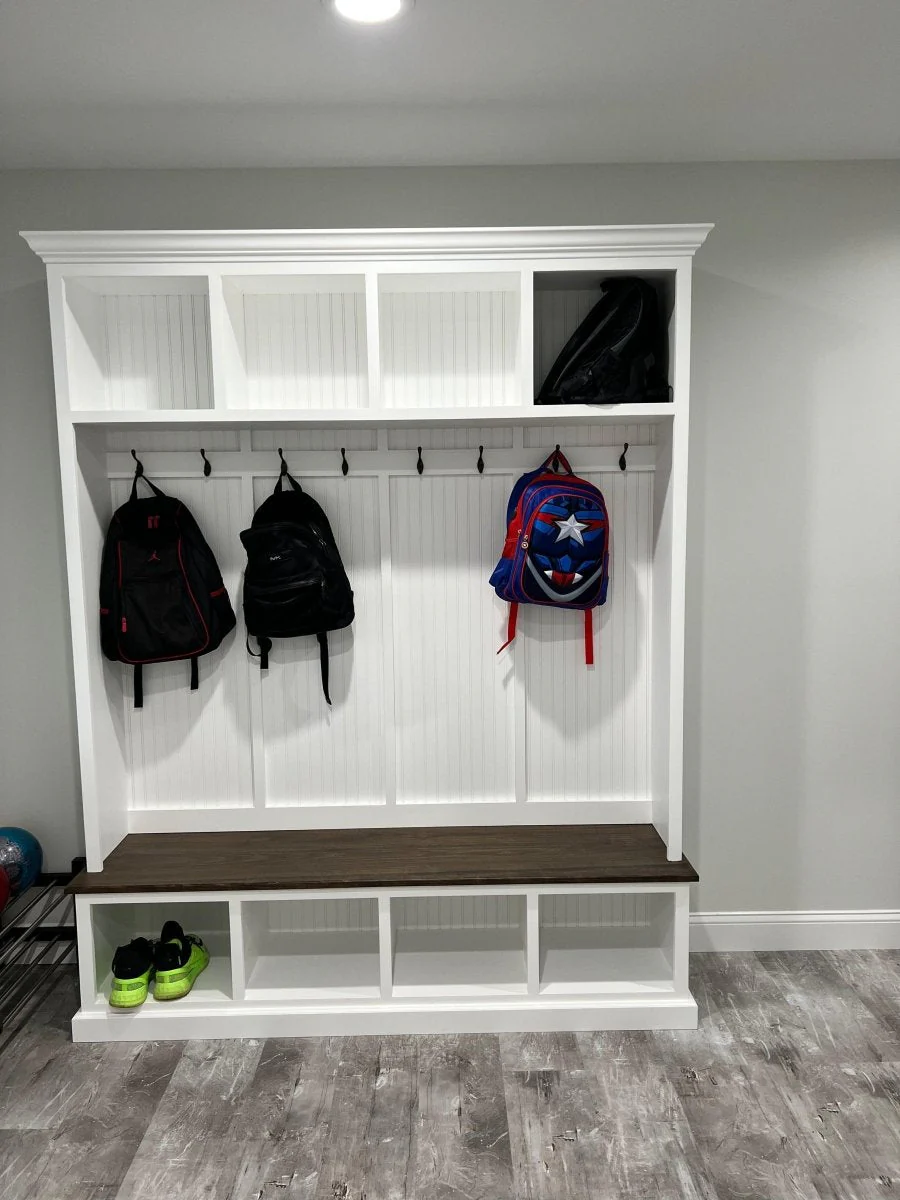 Pennsylvania Entryway Bench with Storage | Custom Wood Mudroom Seating | Handcrafted Hall Tree Bench (4-section) - Image 4