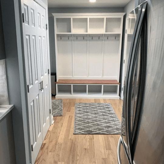 Pennsylvania Entryway Bench with Storage | Custom Wood Mudroom Seating | Handcrafted Hall Tree Bench (4-section) - Image 5