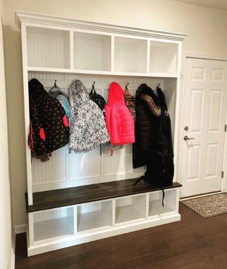 Pennsylvania Entryway Bench with Storage | Custom Wood Mudroom Seating | Handcrafted Hall Tree Bench (4-section) - Image 7