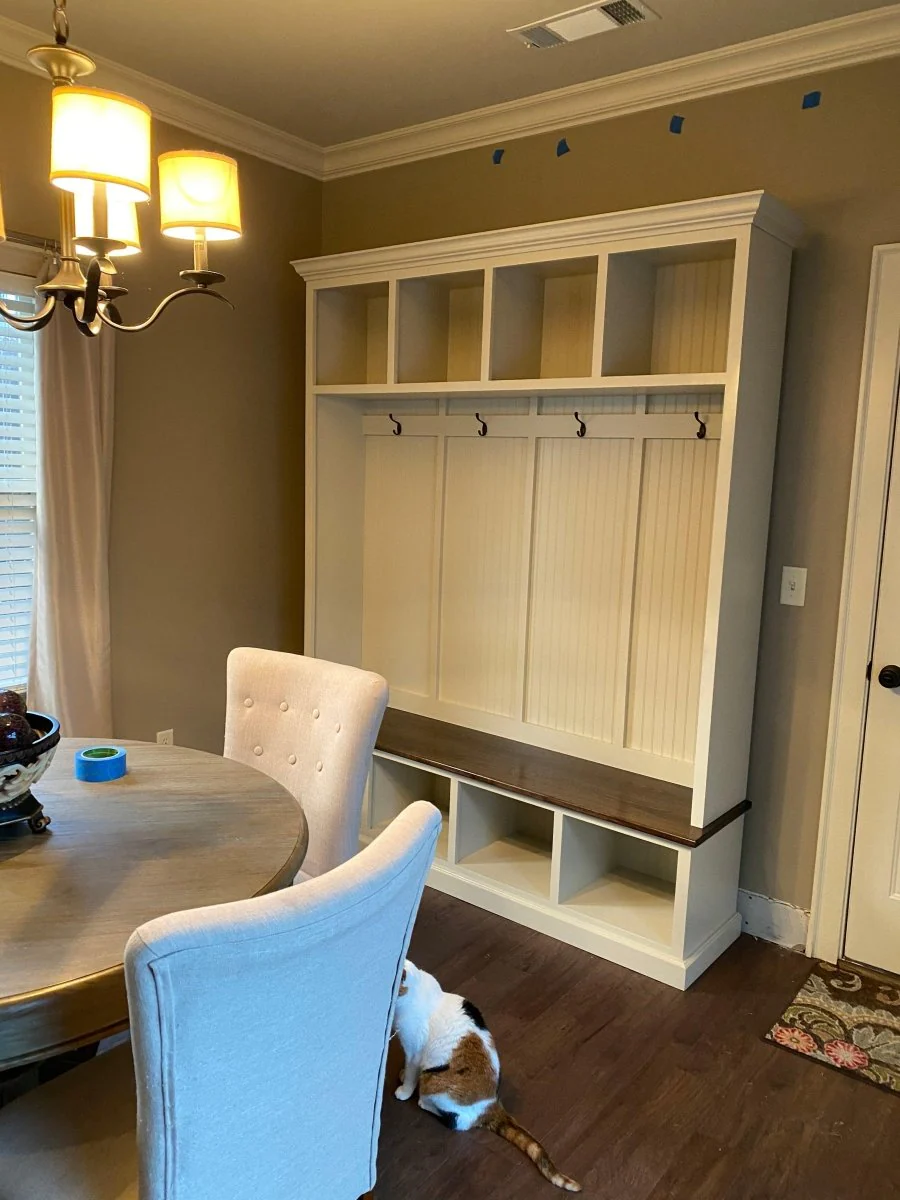 Pennsylvania Entryway Bench with Storage | Custom Wood Mudroom Seating | Handcrafted Hall Tree Bench (4-section) - Image 8