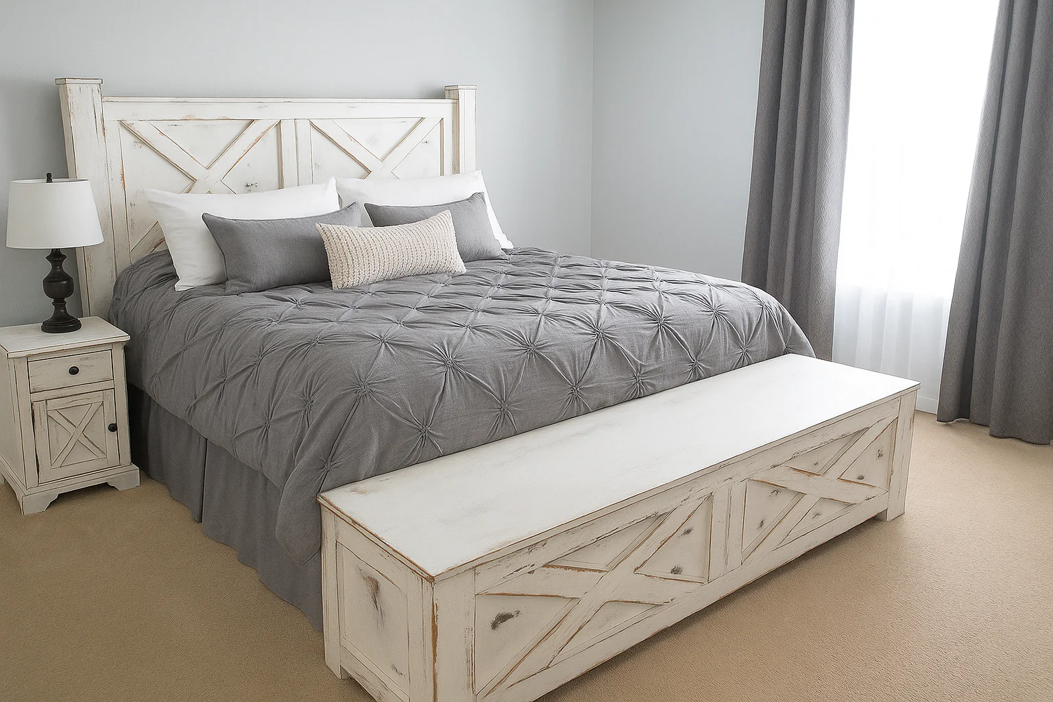 Yulee Barn Door Style Storage Bed Frame | King & Queen Sizes | Rustic Solid Wood Platform Bed with Drawers - Image 7